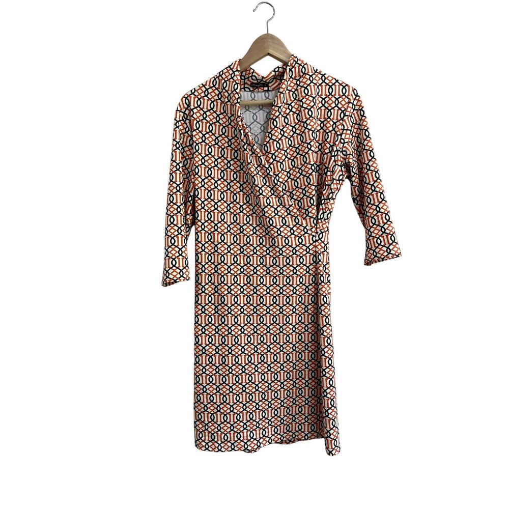 J. McLaughlin Catalina Cloth Geometric Faux Wrap Dress Size Medium